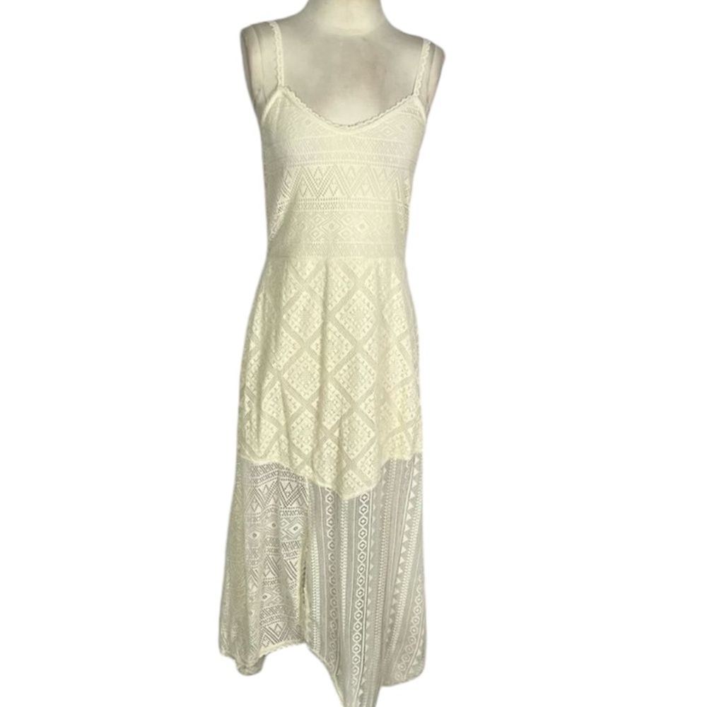 ZARA cream lace midi dress